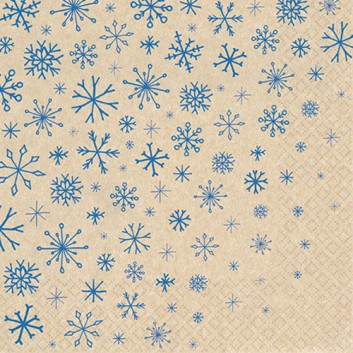  HomeFashion Recycling-Servietten -Eco Line-; 33 x 33 cm; Eco Line: Snowflakes Falling; blau auf Natur; 640002; 2-lagig; 1/4-Falz (quadratisch) 