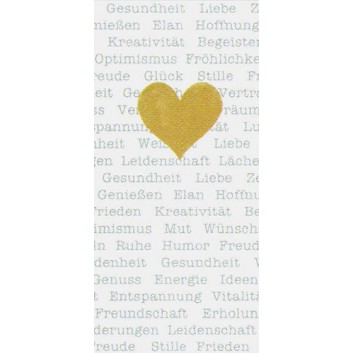  Braun & Company Weihnachts-Design-Taschentücher; Herzenswünsche (Goldherz +Wunschtexten); 1037; 22 x 21 cm; 1/8 gefalzt auf 11 x 5,5 cm 