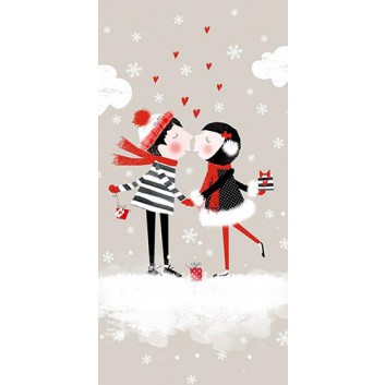  Braun & Company Winter-Design-Taschentücher; Christmas Kiss; 1042; 22 x 21 cm; 1/8 gefalzt auf 11 x 5,5 cm; 4-lagig, Zelltuch; chlorfrei gebleicht 