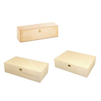  Holzkiste mit Metallscharnier; für 1 / 2 / 3 Flaschen; naturfarbig; Flasche Wein/Sekt; mit Klappscharnier aus Metall 