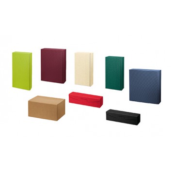  Präsent-Flaschenkarton für Postversand; für 1 / 2 / 3 / 4 / 6  Flaschen; uni; viele Farben - auch innen farbig; offene Welle 