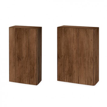  Präsent-Flaschenkarton für Postversand; für 2 oder 3 Flaschen; Country: Holzoptik - Vintagelook; dunkelbraun;innen: unbedruckt naturbraun 