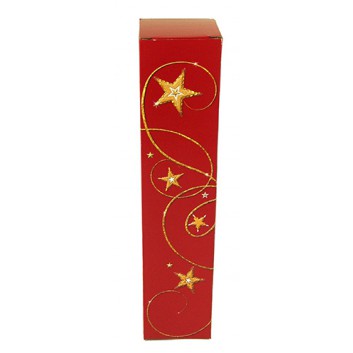  Flaschen-Faltkarton zum Überreichen; für 1 Flasche; Weihnachtsfreude (Abverkauf); rot + gold; glatte Oberfläche 