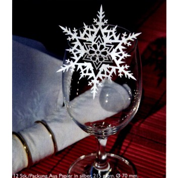  Winter-Deko-Streuartikel; Eiskristall; silber; ca. 70 mm; Papier 215 g/qm; Lasergestanzt 