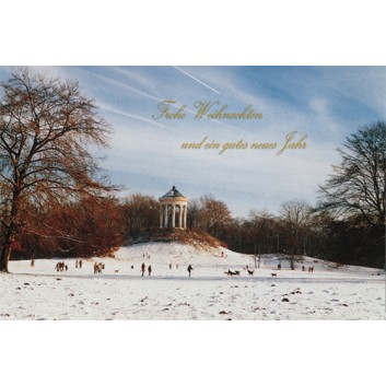  Sü Weihnachtskarte; 115 x 170 mm; München: Englischer Garten, Monopterus; Fotomotiv; 22-M004; Querformat; weiß 