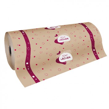  Brot-/Konditorseide, -Echt Lecker-; Breite: 50 cm; Echt lecker; braun-bordeaux; ca. 35 g/qm; Kraftpapier braun enggerippt 