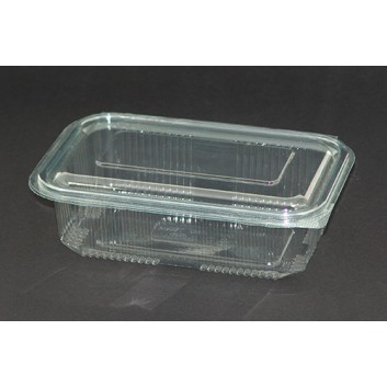  egepack R-PET Salatbox, anhängender Flachdeckel; 750 ml; hochtransparent; 80% recycling PET; 4-eckig, mit anhängendem Flachdeckel 