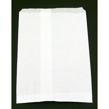  Papier-Flachbeutel; 230 x 330 + 20 mm; weiß; Zackenrand, lose (ungefädelt); Kraftpapier, gebleicht 40 g/qm; Breite x Höhe + Klappe 