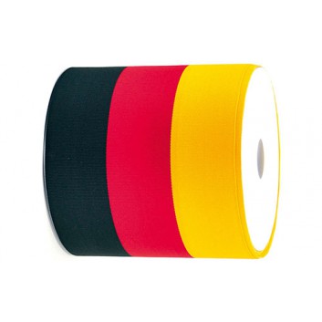  GoldiDecor Nationenband; 110 mm x 25 m; Deutschland; schwarz-rot-gold; # 90; Textilband mit Rippstruktur; ohne Draht 