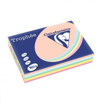  Clairefontaine Trophée Color Office-Papier; sortiert-pastell; DIN A4; 160 g/qm; matt; Inkjet - und Laserdrucker; hervorragende Laufeigenschaft 