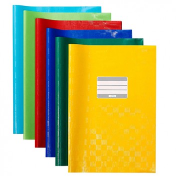  HERMA Heftschoner PP; DIN A4; uni, Baststruktur; 6 Farben; 5204003; mit Beschriftungsetikett; aus PP; je 2x rot,dblau,dgrün,gelb 1xhgrün,hblau 