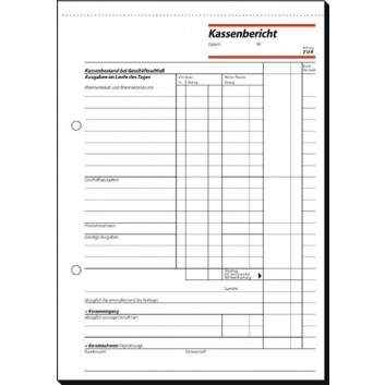  Sigel Kassenbericht KA515; 148 x 210 mm (DIN A5); weiß; 50 Originale; 50 Blatt; Für Brutto und Nettoverbuchungen; KA515 